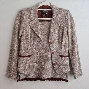 My Michelle Tweed 2-Piece Jacket + Skirt Set — Brown Bouclé Classic Tailored